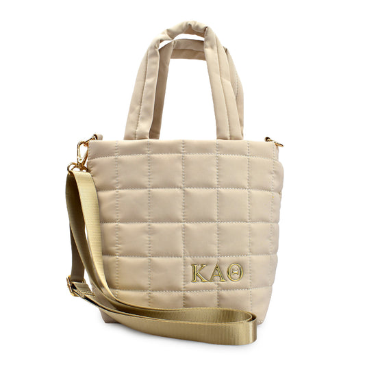 Kappa Alpha Theta Quilted Tote Bag- Small Crossbody Bag with Greek Letters