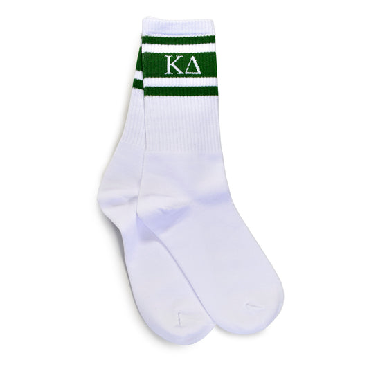 Kappa Delta Socks- Striped Varsity Crew Socks with Greek Letters