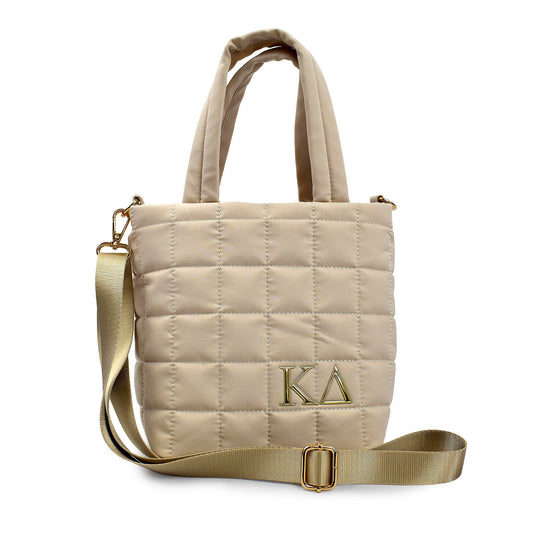 Kappa Delta Quilted Tote Bag- Small Crossbody Bag with Greek Letters