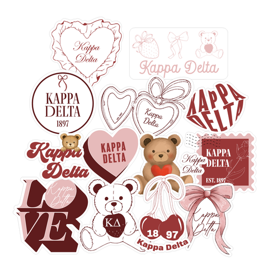 Kappa Delta Sticker Sheet- Teddy Bears and Sisterhood Love Theme