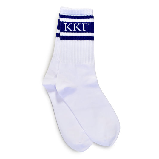 Kappa Kappa Gamma Socks- Striped Varsity Crew Socks with Greek Letters