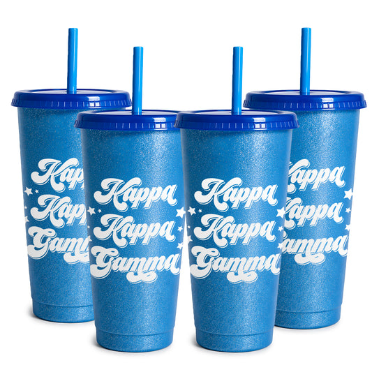 Kappa Kappa Gamma Glitter Color Changing Cup 4-Pack