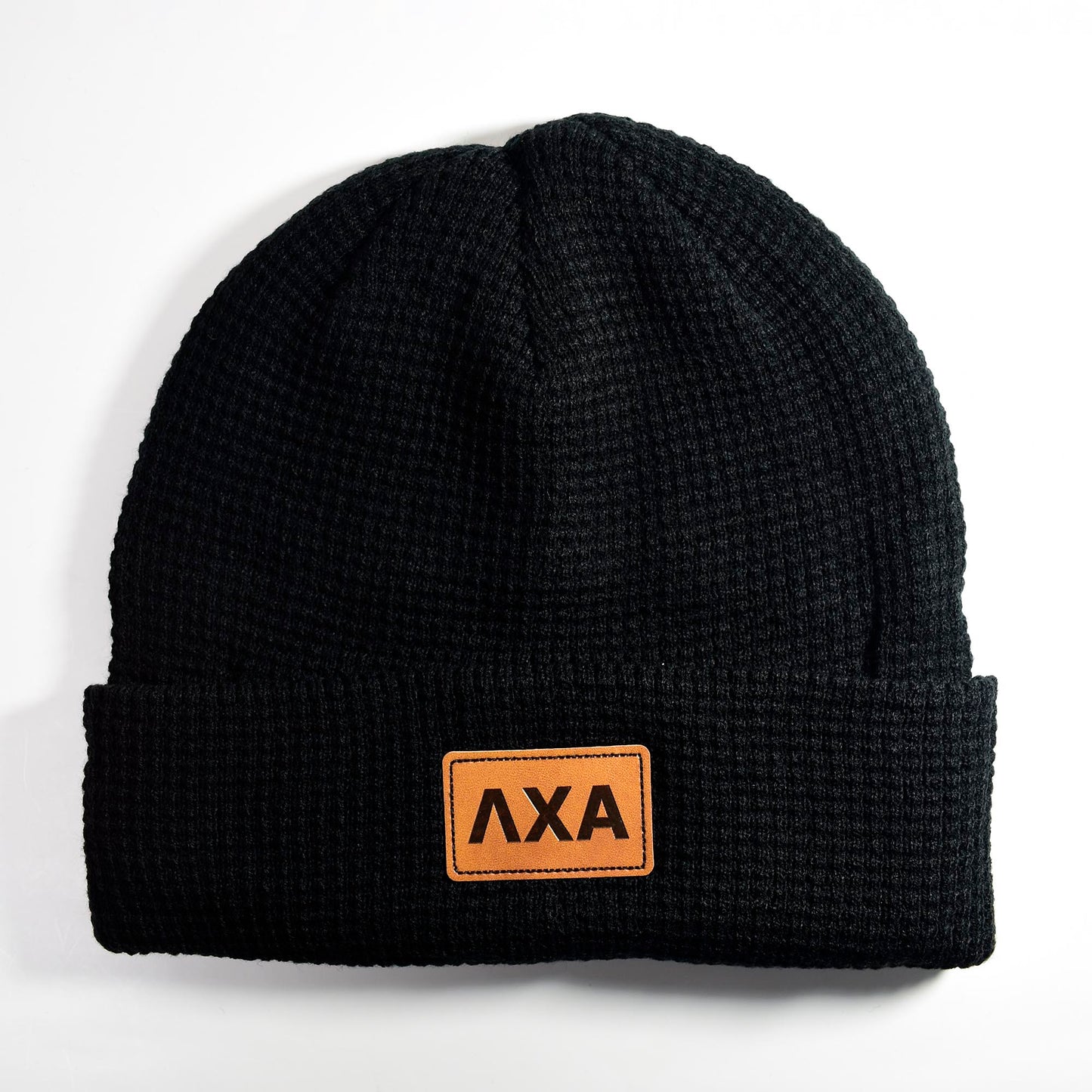 Lambda Chi Alpha Fraternity Beanie Hat - Black Winter Hat w/ Greek Letters Patch