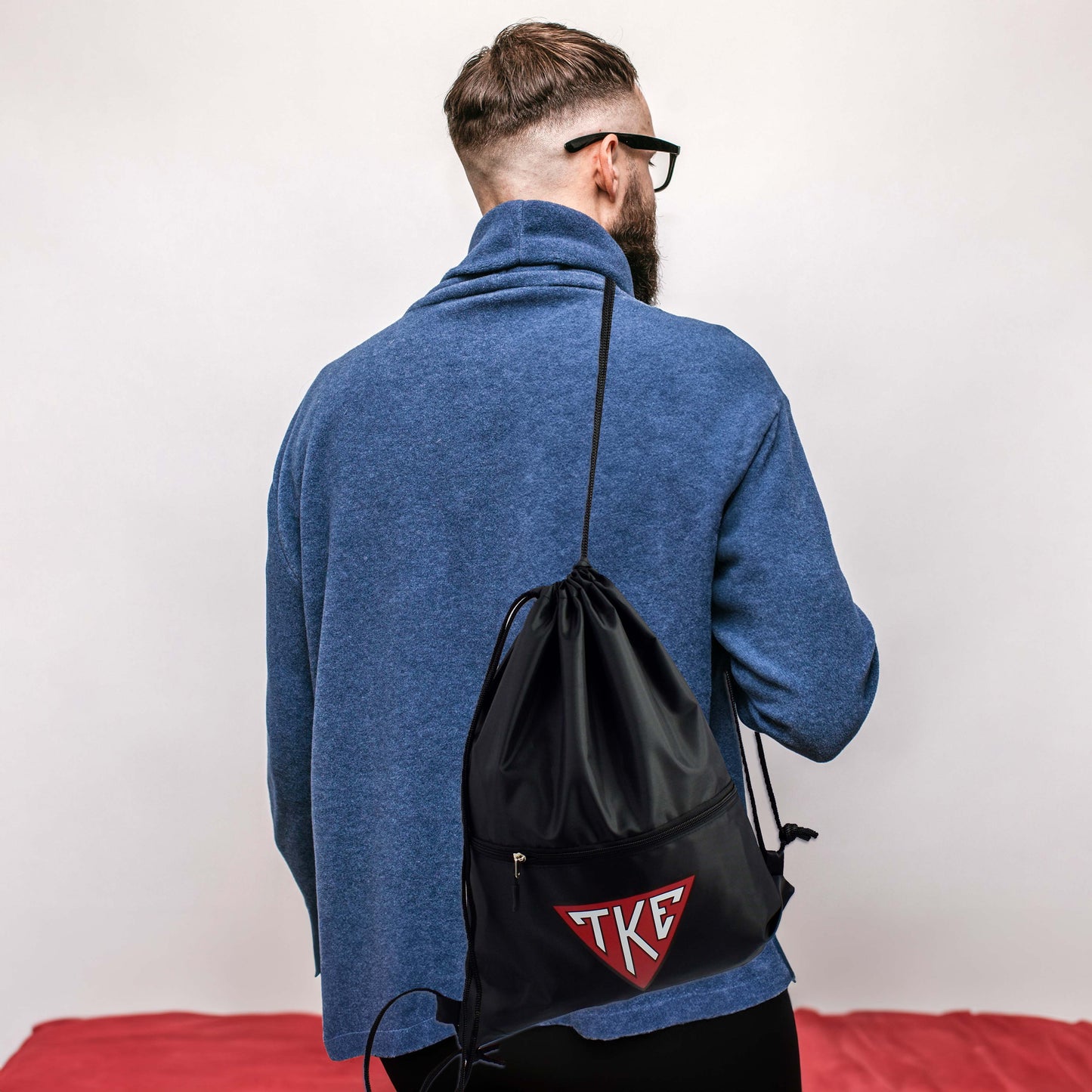 Tau Kappa Epsilon Fraternity Drawstring Backpack, Black