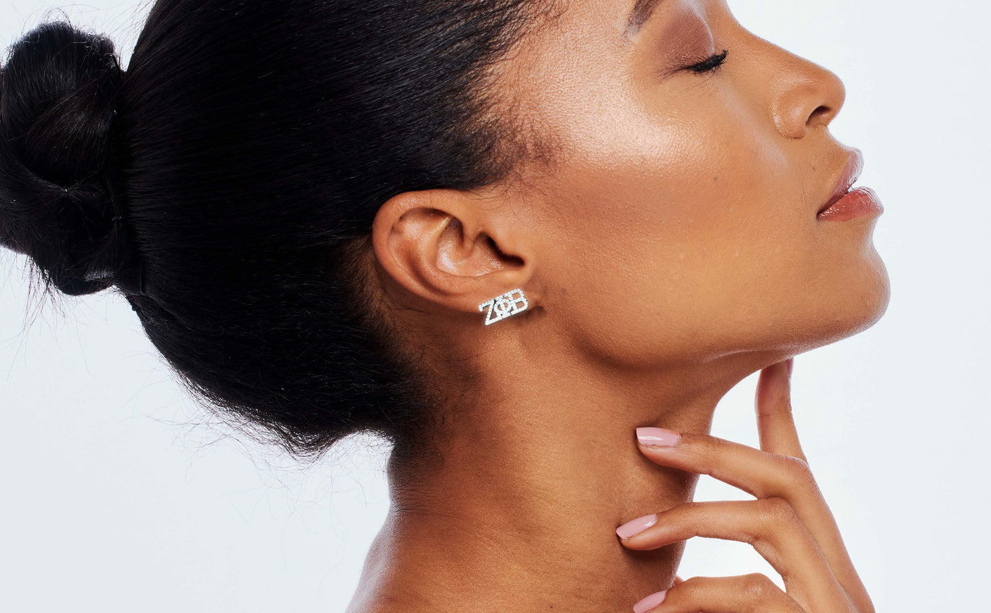 Alpha Chi Omega White Gold Plated Stud Earrings