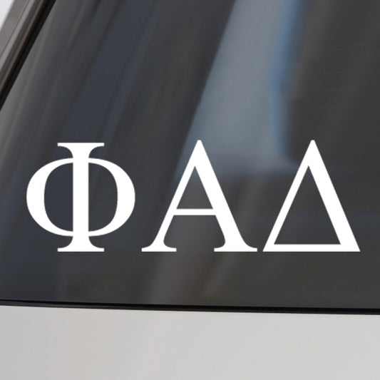 Phi Alpha Delta Fraternity Car Decal Sticker- Greek Letters Design