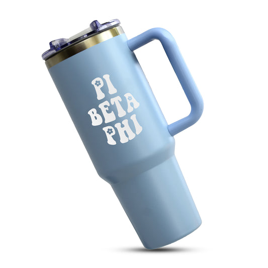 Pi Beta Phi Tumbler - 40oz Stainless Steel with Handle