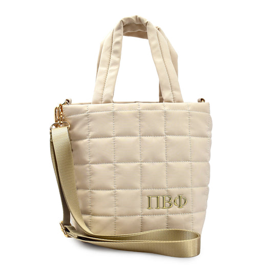 Pi Beta Phi Quilted Tote Bag- Small Crossbody Bag with Greek Letters