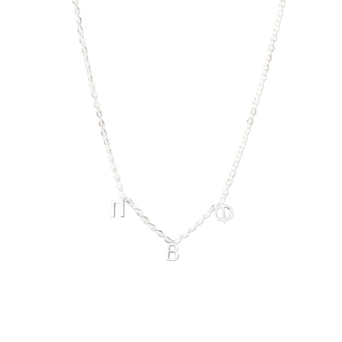 Pi Beta Phi Silver Greek Letters Necklace