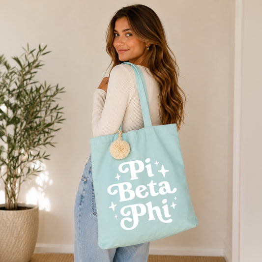 Pi Beta Phi Retro Pom Pom Tote Bag