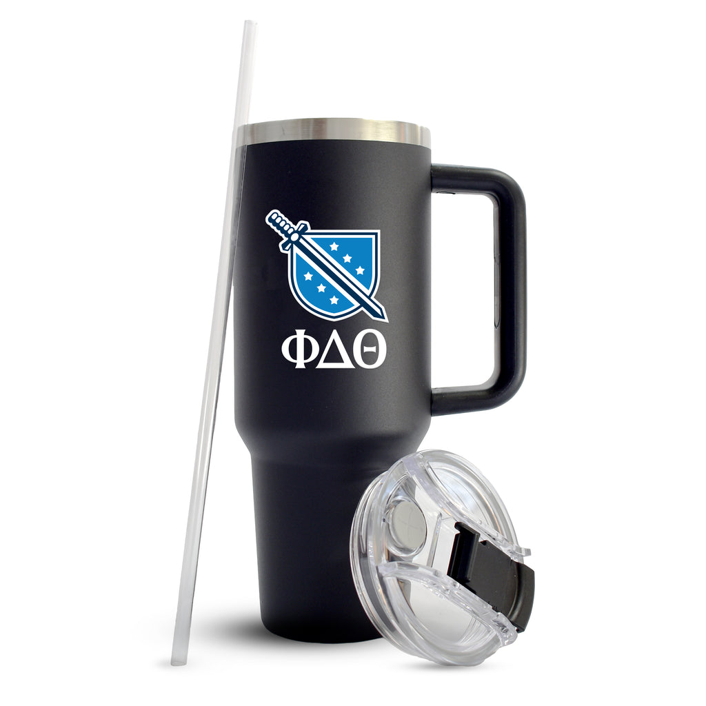 Phi Delta Theta Fraternity 40oz Stainless Steel Tumbler with Handle