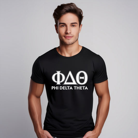 Phi Delta Theta Fraternity T-Shirt- Varsity Greek Letters Design