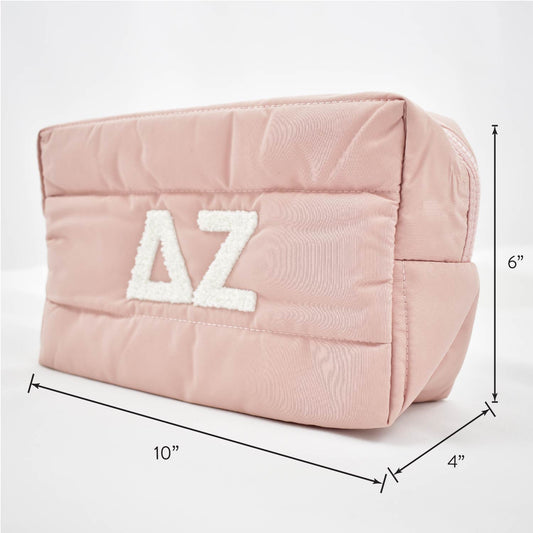 Phi Mu Makeup Bag - Puffer Style with Sorority Letters