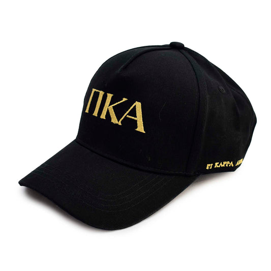Pi Kappa Alpha Baseball Cap- Brushed Cotton 5-Panel Black Hat
