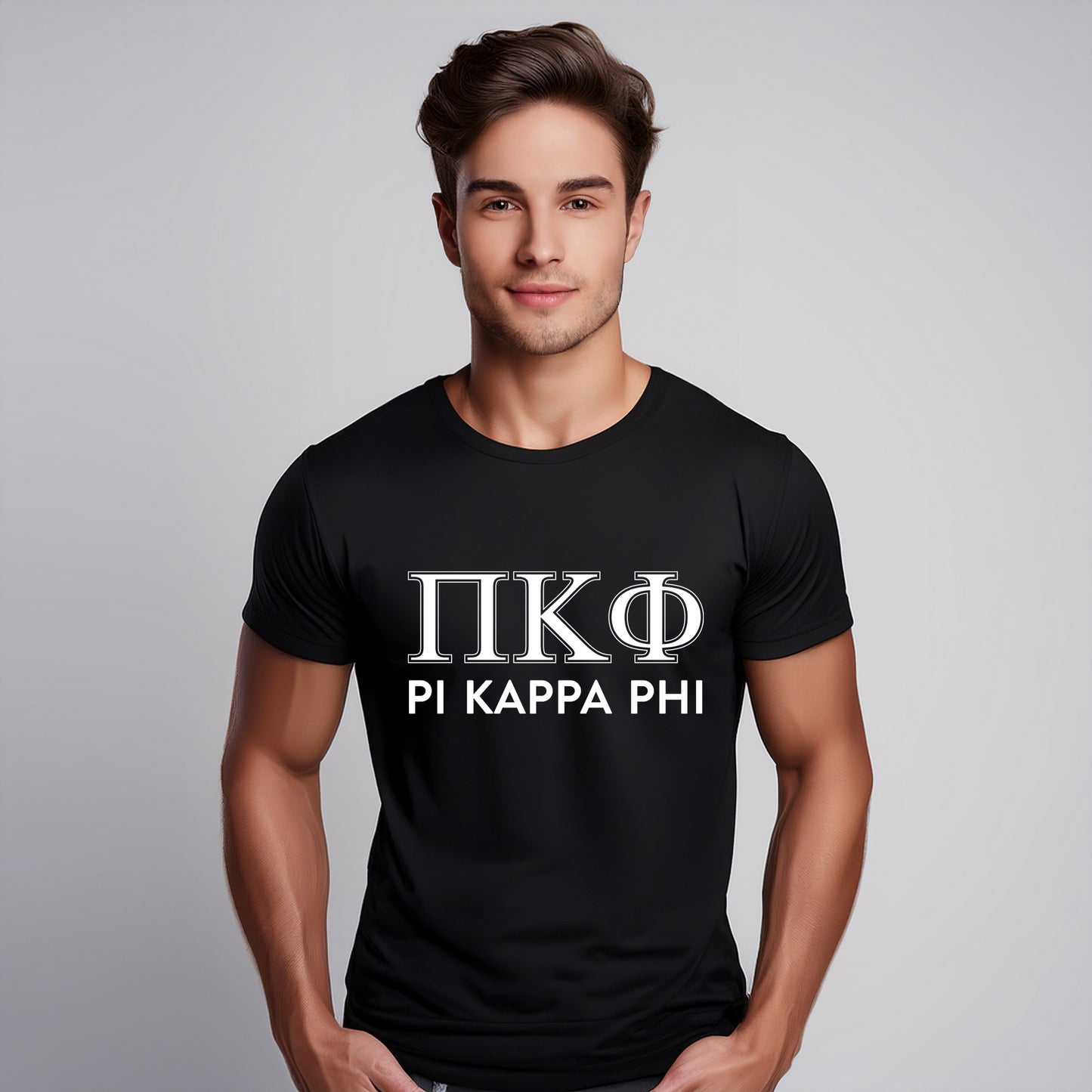 Pi Kappa Phi Fraternity T-Shirt- Varsity Greek Letters Design