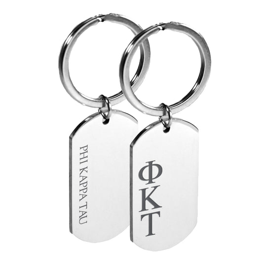Phi Kappa Tau Fraternity Keychain- Stainless Steel Dog Tag Design