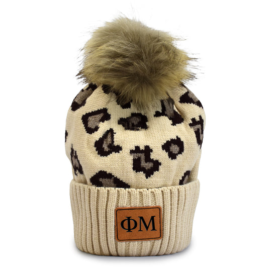Phi Mu Leopard Design Beanie Hat