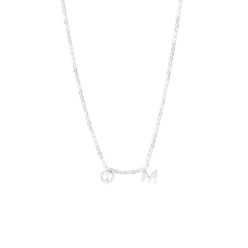 Phi Mu Silver Greek Letters Necklace