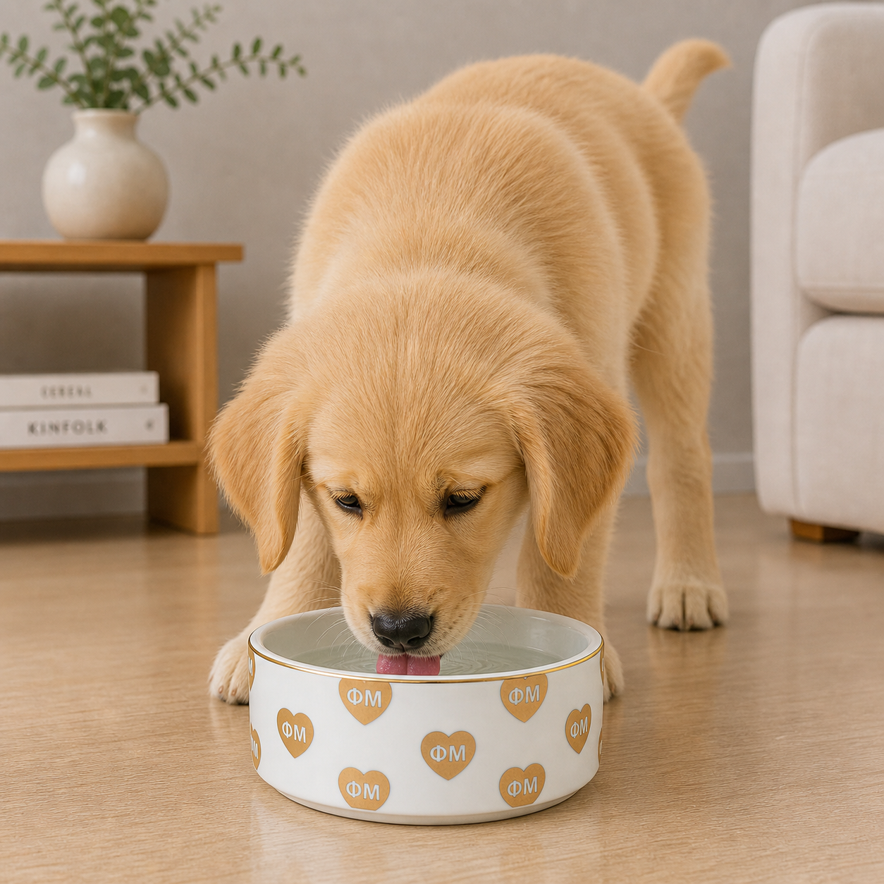 Phi Mu Pet Bowl- 6" Ceramic Bowl For Dogs and Cats