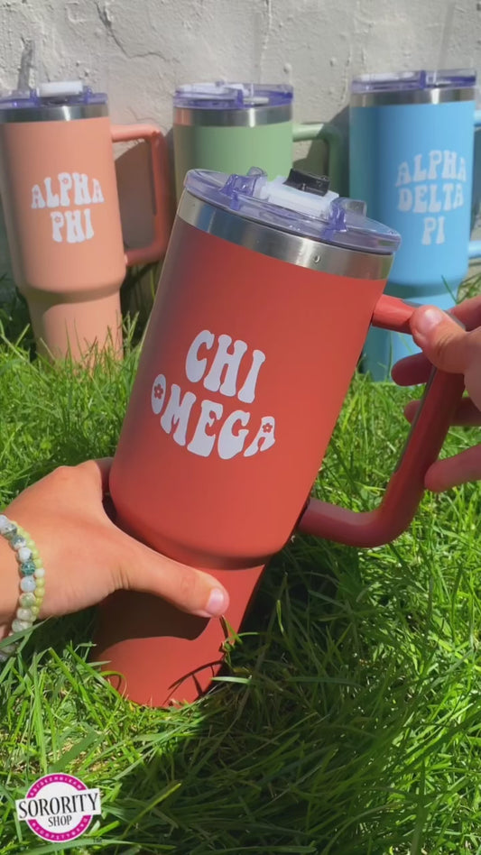 Phi Mu Tumbler - 40oz Stainless Steel with Handle