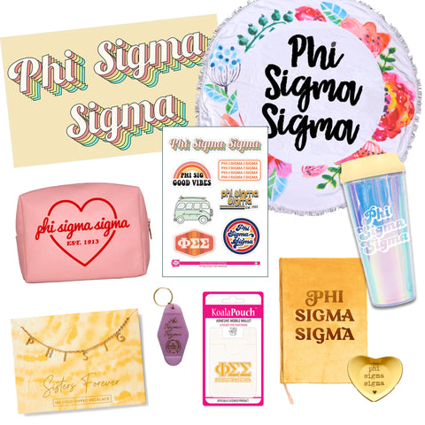 Phi Sigma Sigma Celebrate Sisterhood Sorority Gift Box- 10 unique items