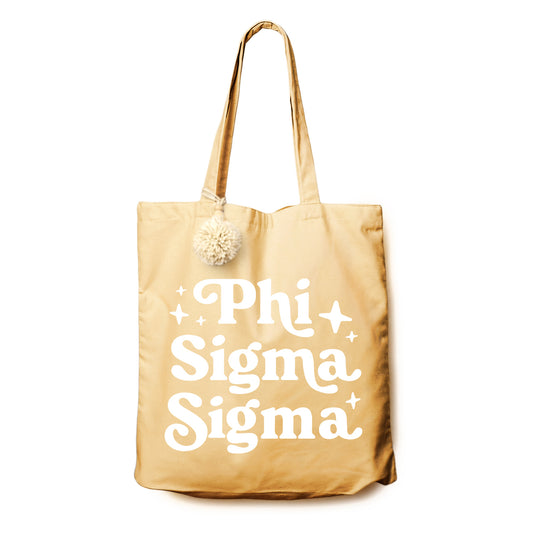 Phi Sigma Sigma Retro Pom Pom Tote Bag