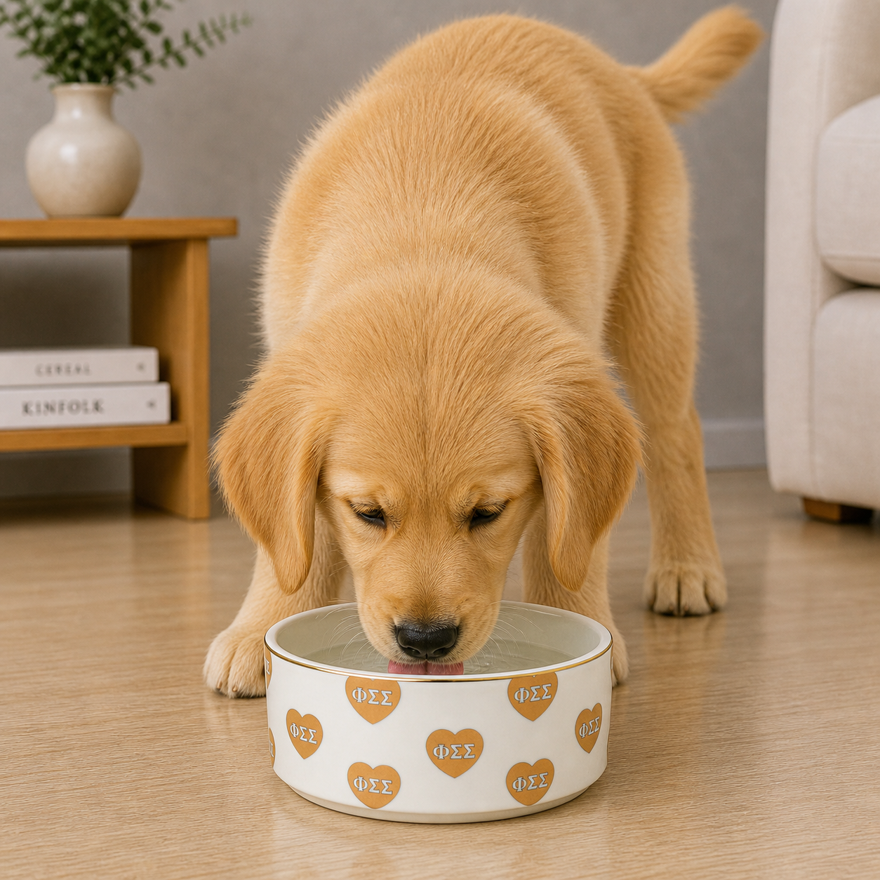 Phi Sigma Sigma Pet Bowl- 6" Ceramic Bowl For Dogs and Cats
