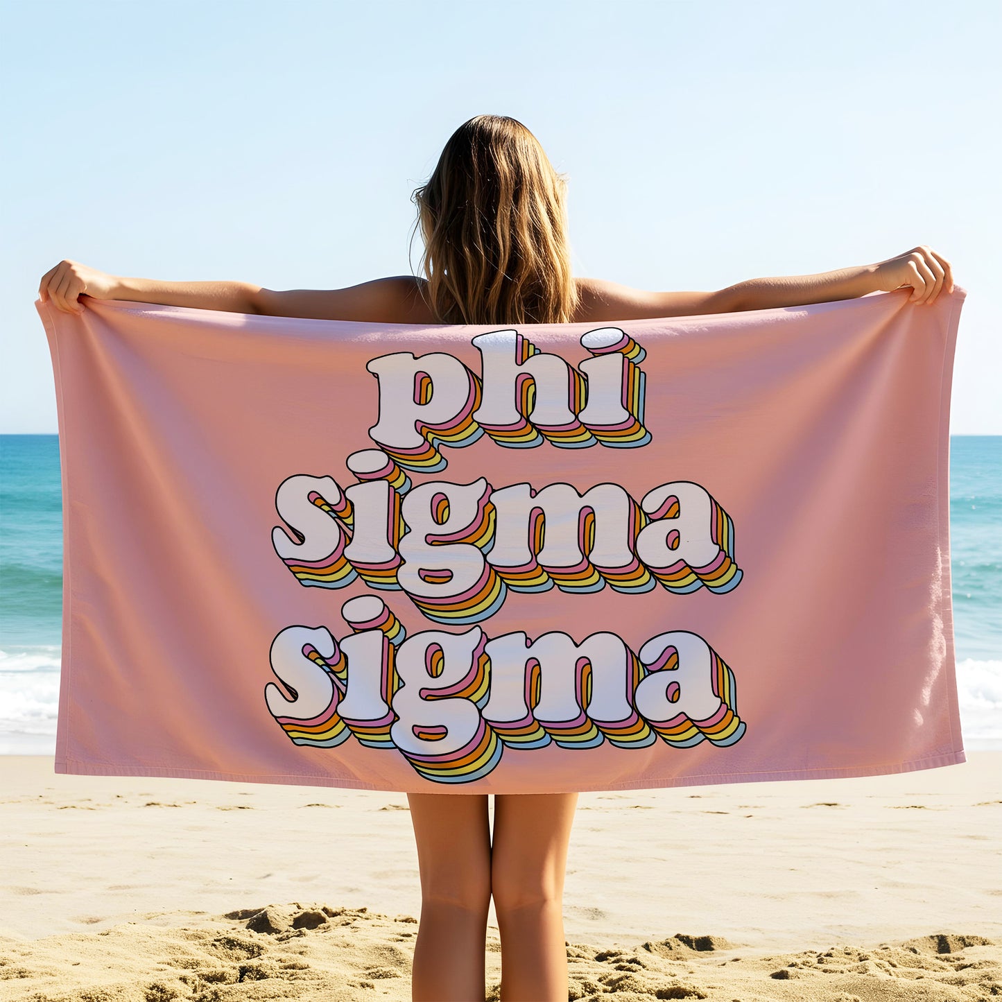 Phi Sigma Sigma Plush Retro Beach Towel