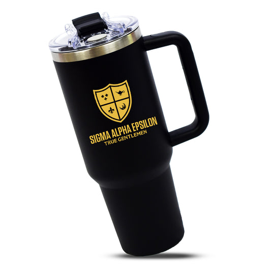 Sigma Alpha Epsilon Fraternity 40oz Stainless Steel Tumbler with Handle