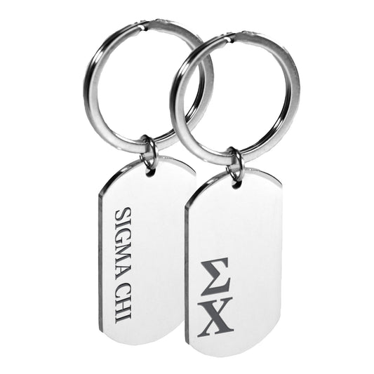 Sigma Chi Fraternity Keychain- Stainless Steel Dog Tag Design