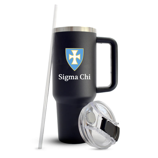 Sigma Chi Fraternity 40oz Stainless Steel Tumbler with Handle