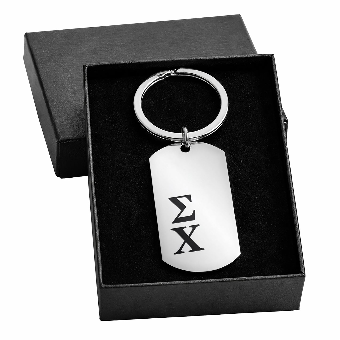 Sigma Chi Fraternity Keychain- Stainless Steel Dog Tag Design