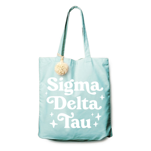 Sigma Delta Tau Retro Pom Pom Tote Bag
