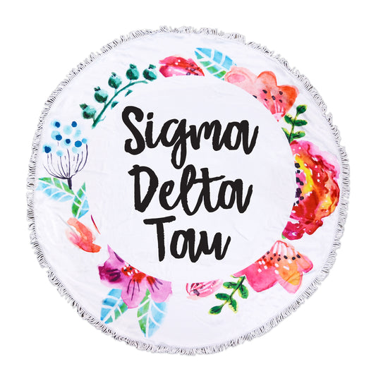 Sigma Delta Tau Floral Fringe Towel Blanket