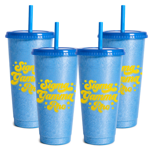 Sigma Gamma Rho Glitter Color Changing Cup 4-Pack