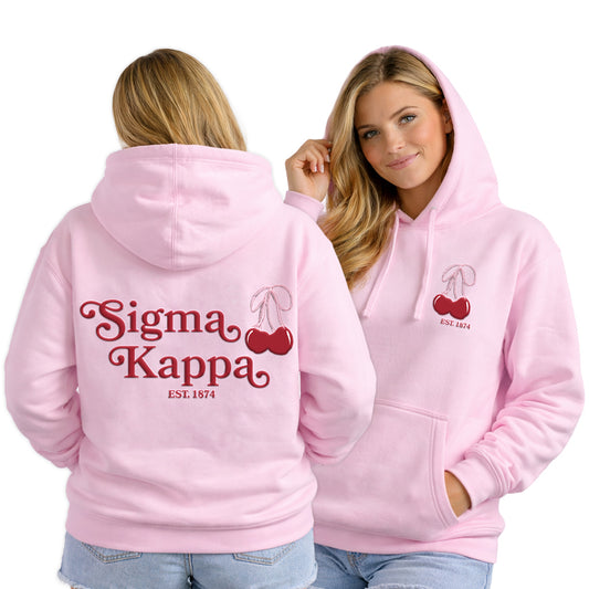 Sigma Kappa Hooded Sweatshirt with Cherries and Sorority Name