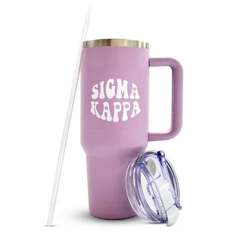 Sigma Kappa Tumbler - 40oz Stainless Steel with Handle