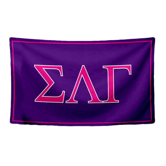 Sigma Lambda Gamma Sorority Greek Letters Flag, Two-Color Design