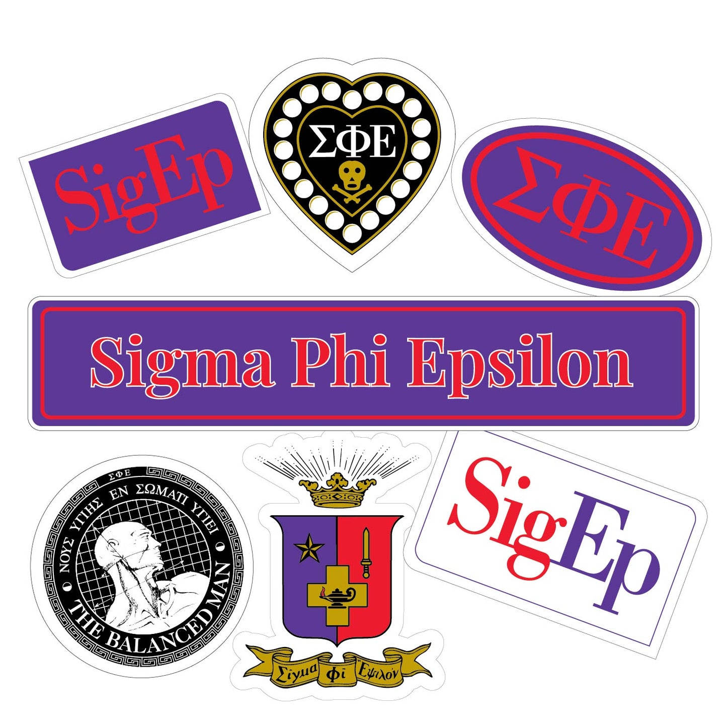 Sigma Phi Epsilon Fraternity Sticker Sheet- Brand Focus