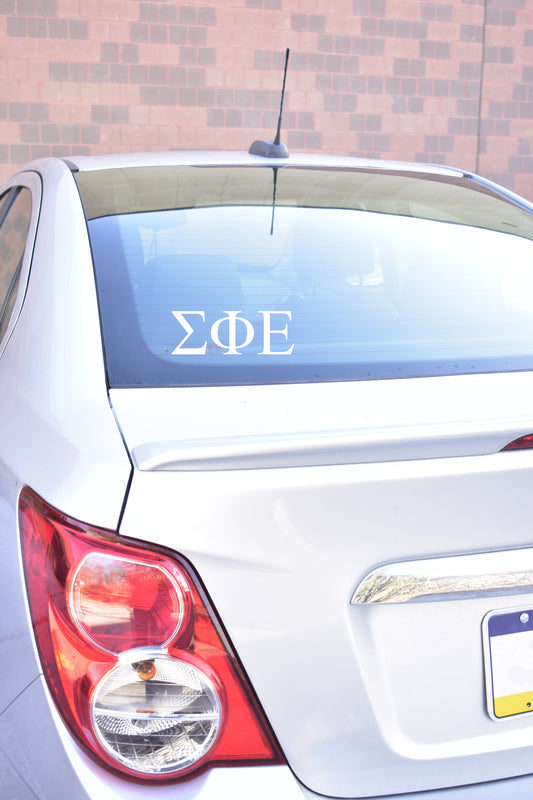 Sigma Phi Epsilon Fraternity Car Decal Sticker- Greek Letters Design