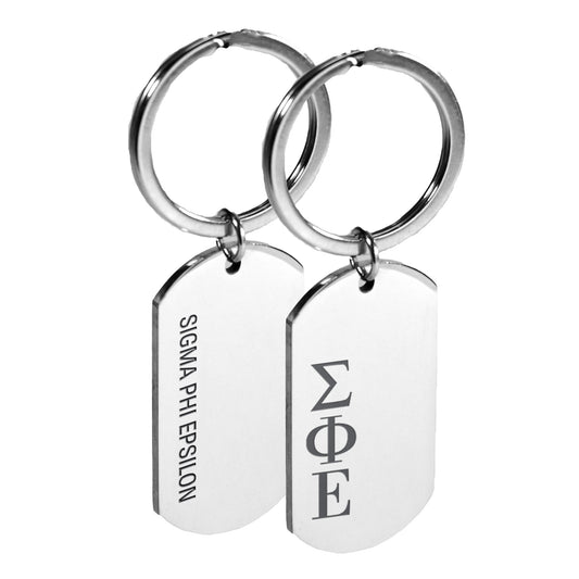 Sigma Phi Epsilon Fraternity Keychain- Stainless Steel Dog Tag Design