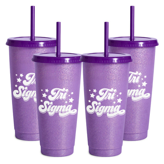 Sigma Sigma Sigma Glitter Color Changing Cup 4-Pack