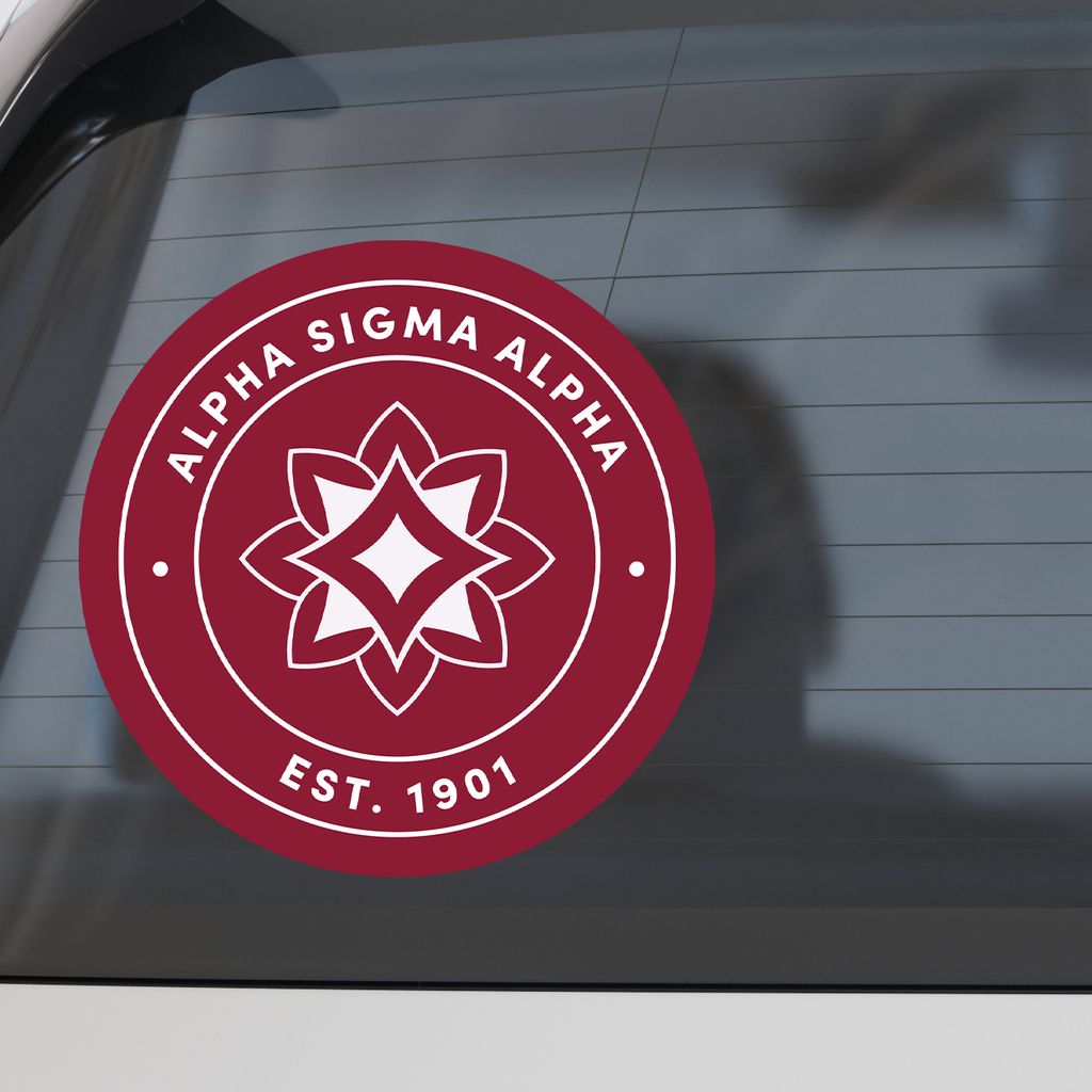 Alpha Sigma Alpha Sorority Car Decal Sticker- Full Color Circle Logo