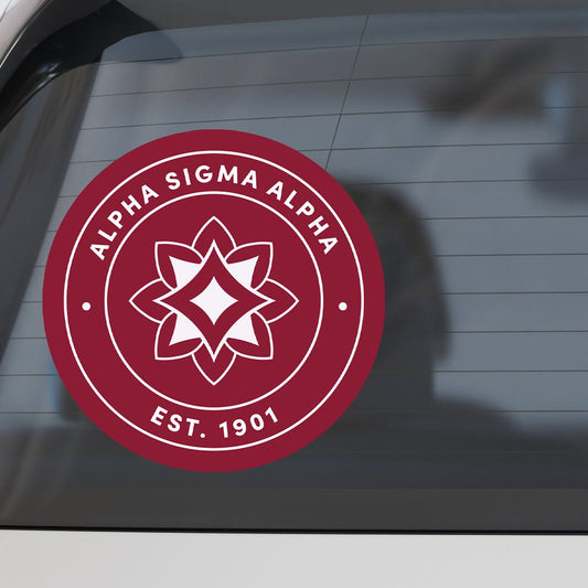 Alpha Sigma Alpha Sorority Car Decal Sticker- Full Color Circle Logo