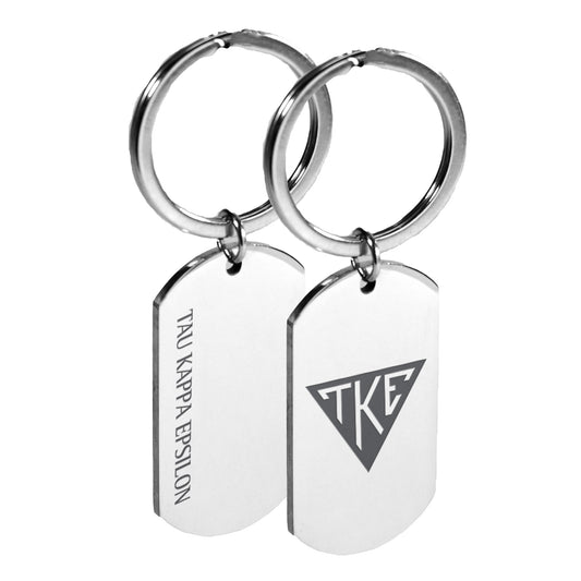 Tau Kappa Epsilon Fraternity Keychain- Stainless Steel Dog Tag Design