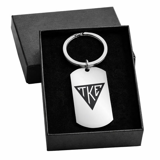 Tau Kappa Epsilon Fraternity Keychain- Stainless Steel Dog Tag Design