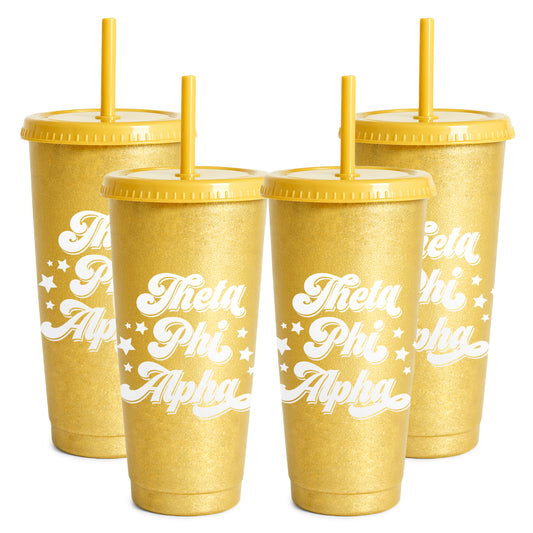 Theta Phi Alpha Glitter Color Changing Cup 4-Pack