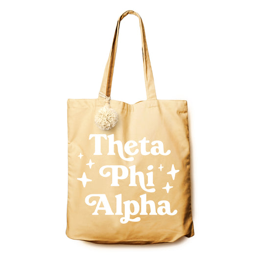 Theta Phi Alpha Retro Pom Pom Tote Bag