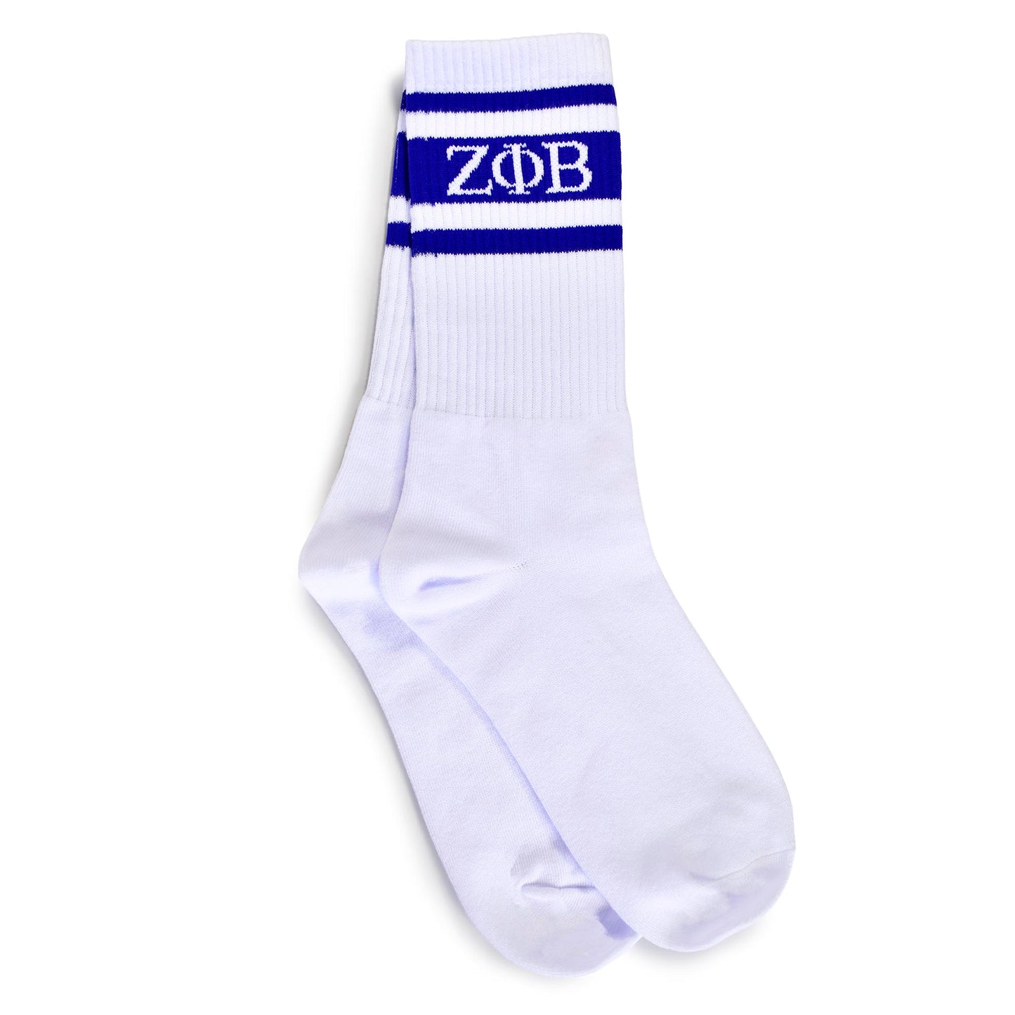 Zeta Phi Beta Sorority, Incorporated Socks- Striped Varsity Crew Socks with Greek Letters