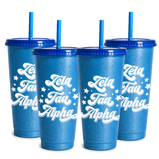 Zeta Tau Alpha Glitter Color Changing Cup 4-Pack
